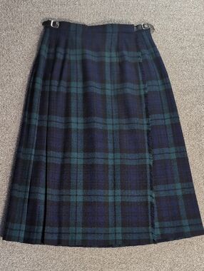 VTG Laird-Portch Scotland Black Watch Tartan Wool Kilt Wrap Skirt Blue/Green